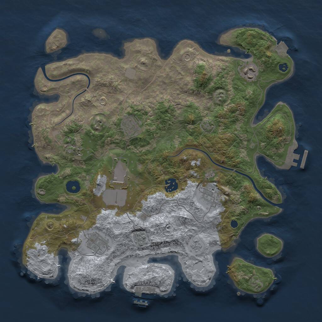 Rust Map: Procedural Map, Size: 3500, Seed: 111399379, 14 Monuments