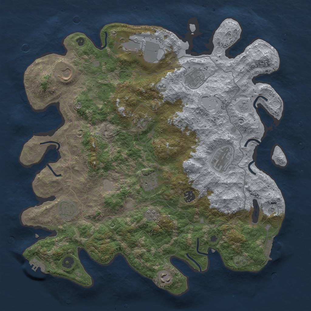 Rust Map: Procedural Map, Size: 4000, Seed: 1263954635, 17 Monuments