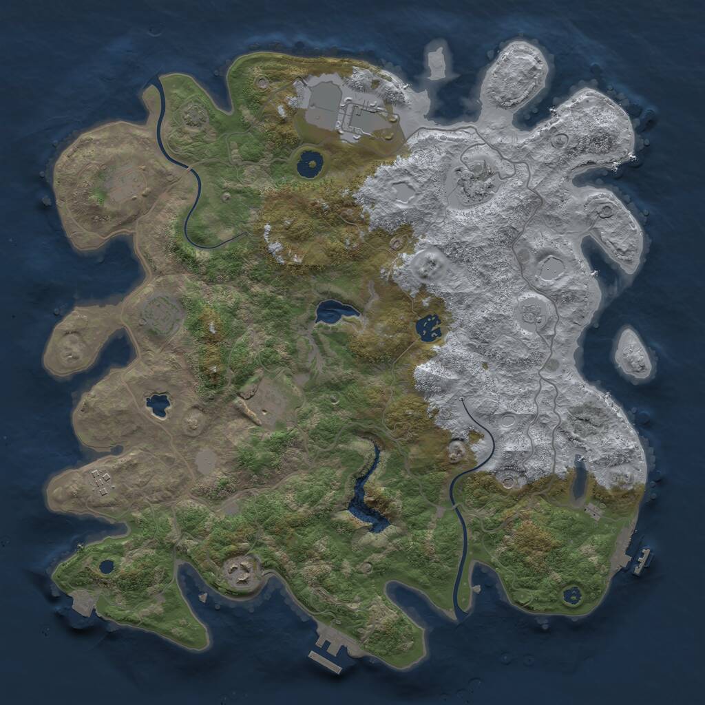 Rust Map: Procedural Map, Size: 4000, Seed: 1263954635, 14 Monuments