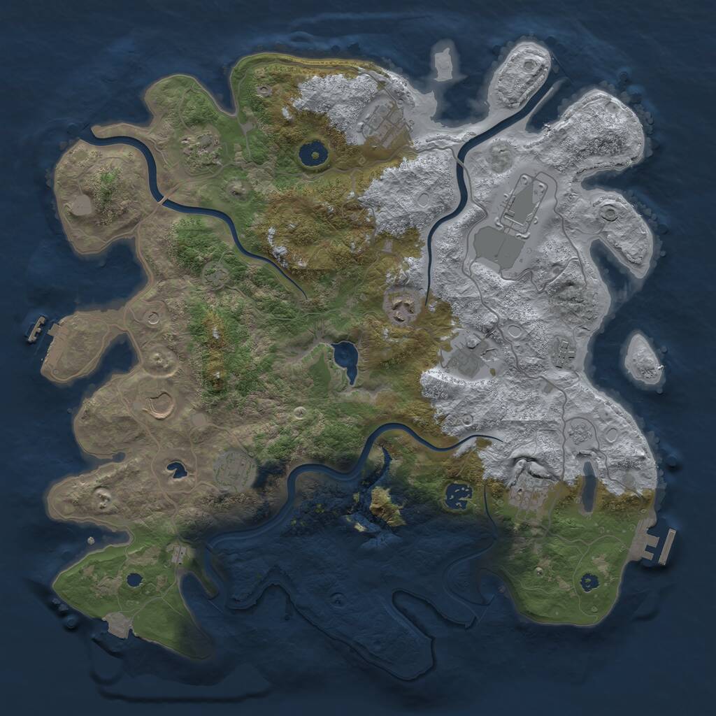 Rust Map: Procedural Map, Size: 4000, Seed: 1263954635, 16 Monuments
