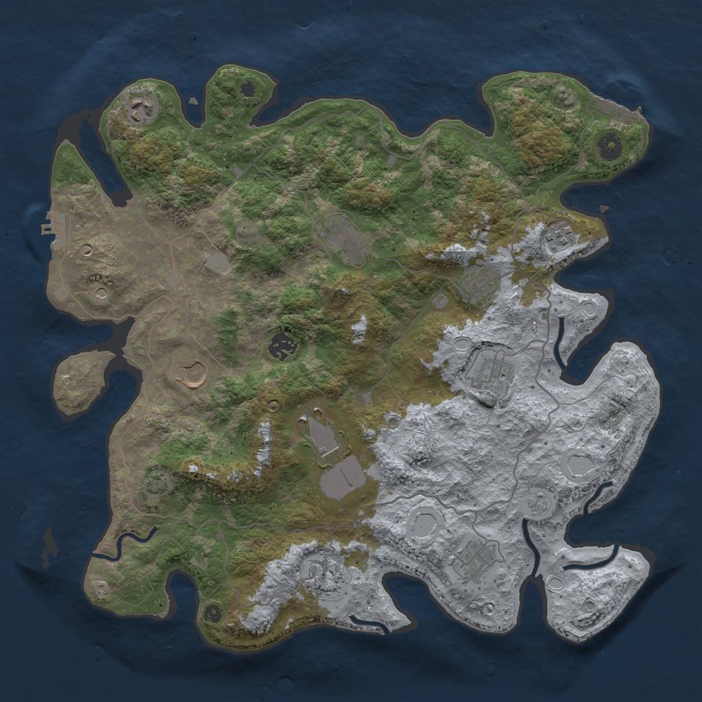 Rust Map: Procedural Map, Size: 4000, Seed: 156604953, 18 Monuments
