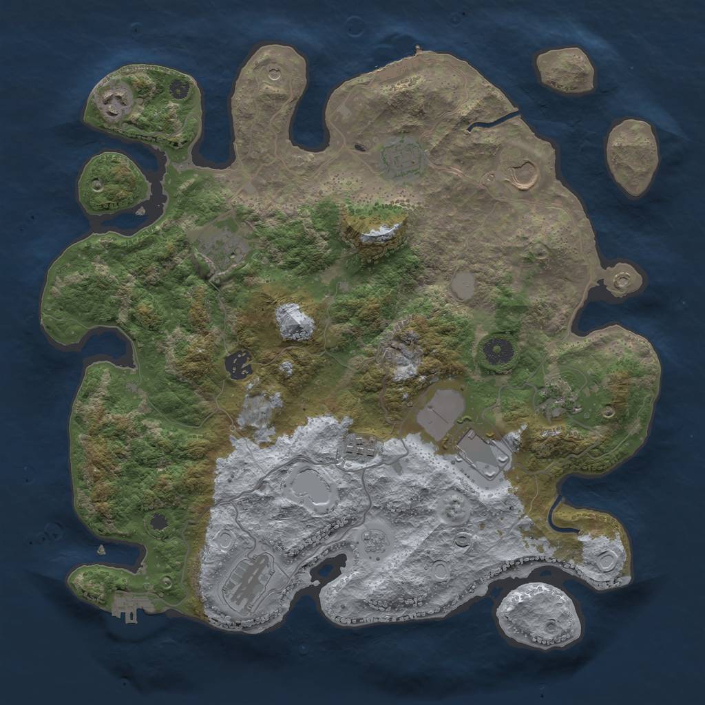 Rust Map: Procedural Map, Size: 3700, Seed: 780657704, 16 Monuments