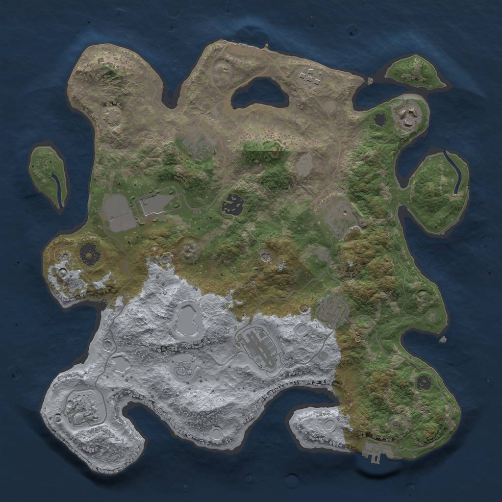 Rust Map: Procedural Map, Size: 3528, Seed: 2147483647, 17 Monuments