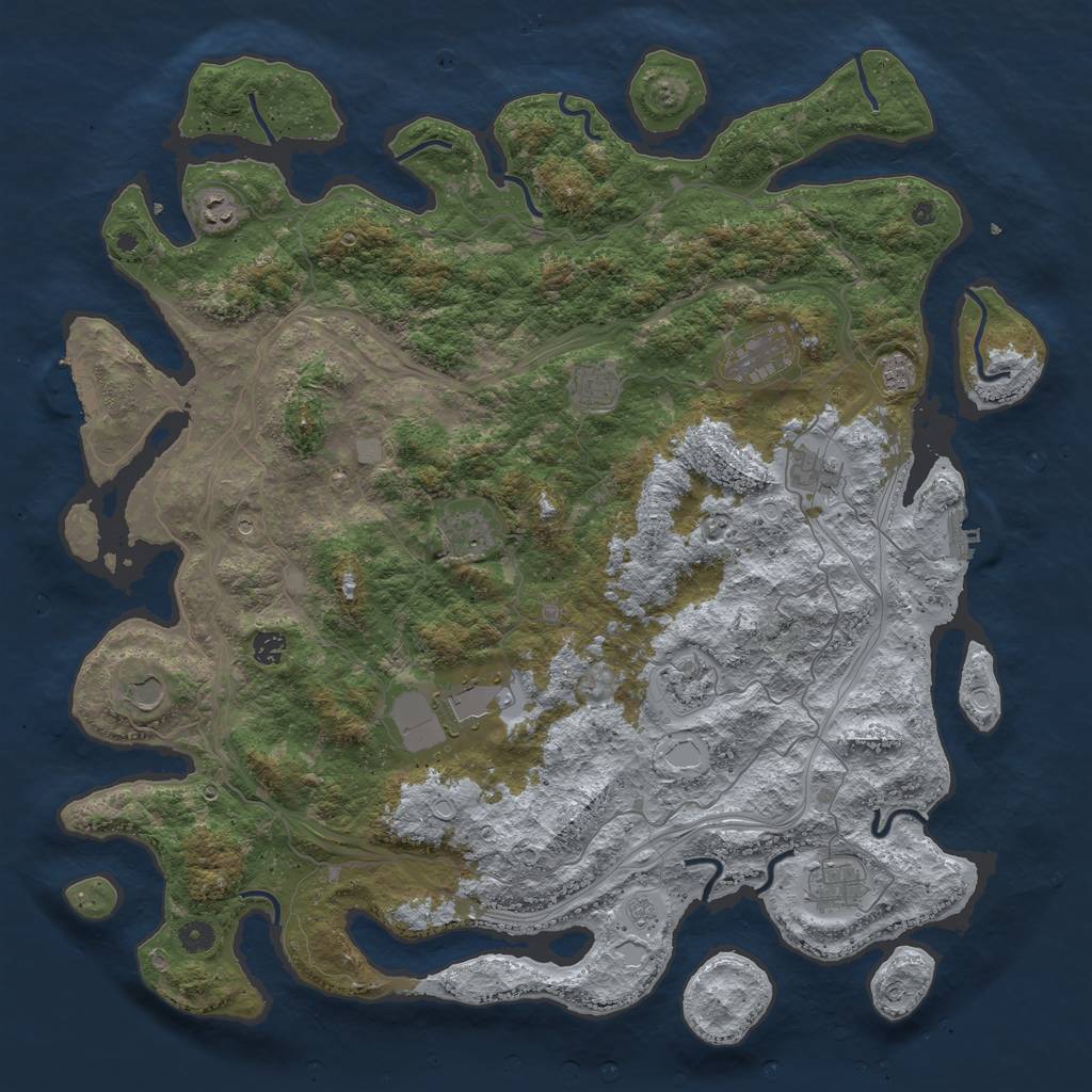 Rust Map: Procedural Map, Size: 4800, Seed: 1310736347, 18 Monuments
