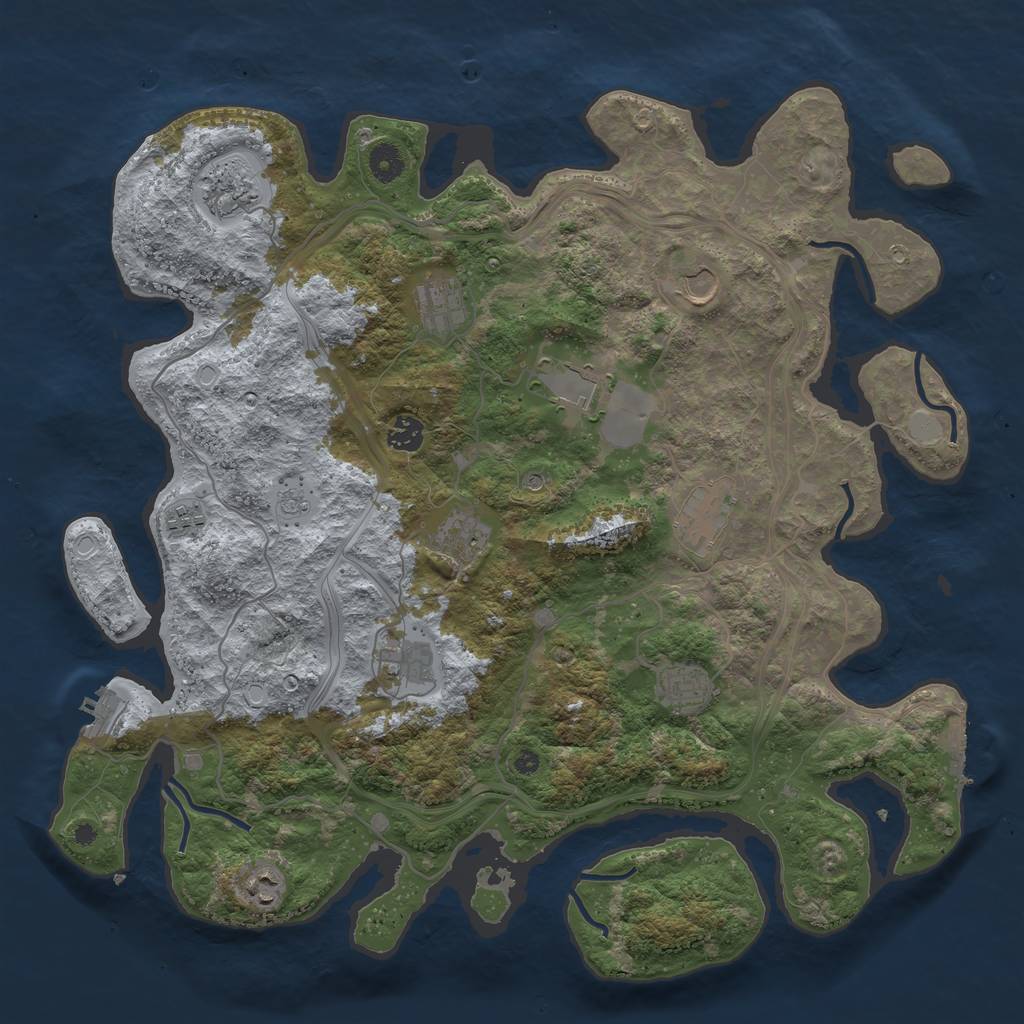 Rust Map: Procedural Map, Size: 4250, Seed: 1485077740, 18 Monuments