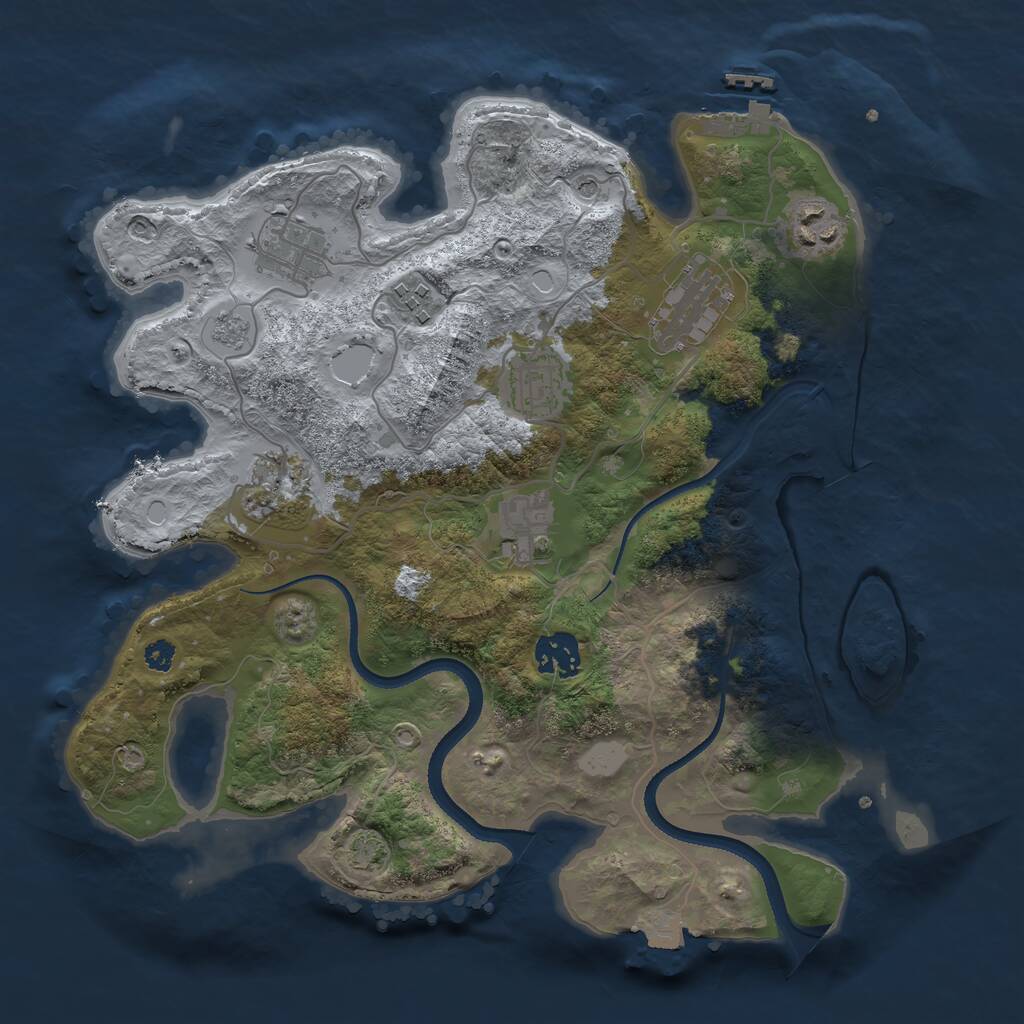 Rust Map: Procedural Map, Size: 3300, Seed: 55555, 13 Monuments