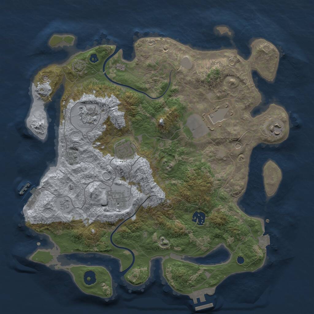 Rust Map: Procedural Map, Size: 3500, Seed: 7431116, 13 Monuments