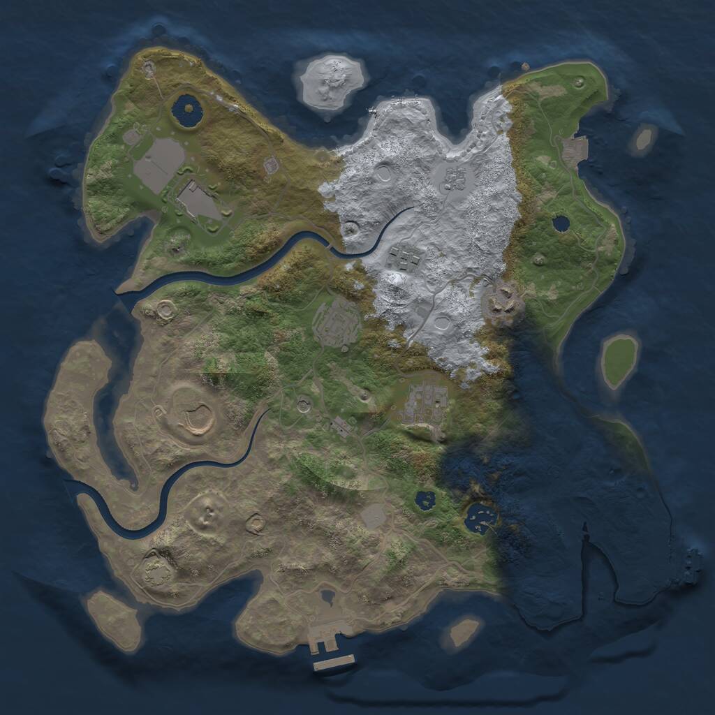 Rust Map: Procedural Map, Size: 3500, Seed: 1475862707, 13 Monuments