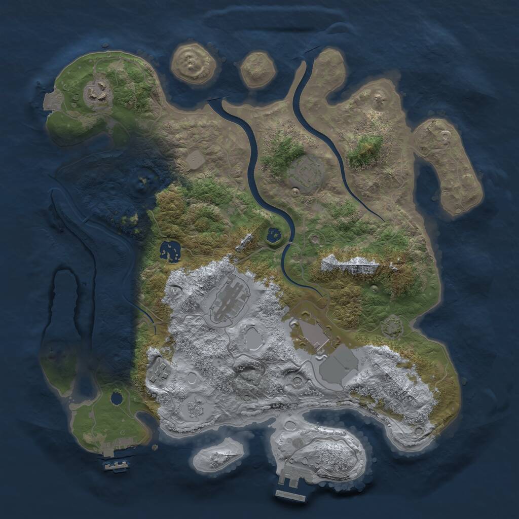 Rust Map: Procedural Map, Size: 3500, Seed: 20230407, 12 Monuments