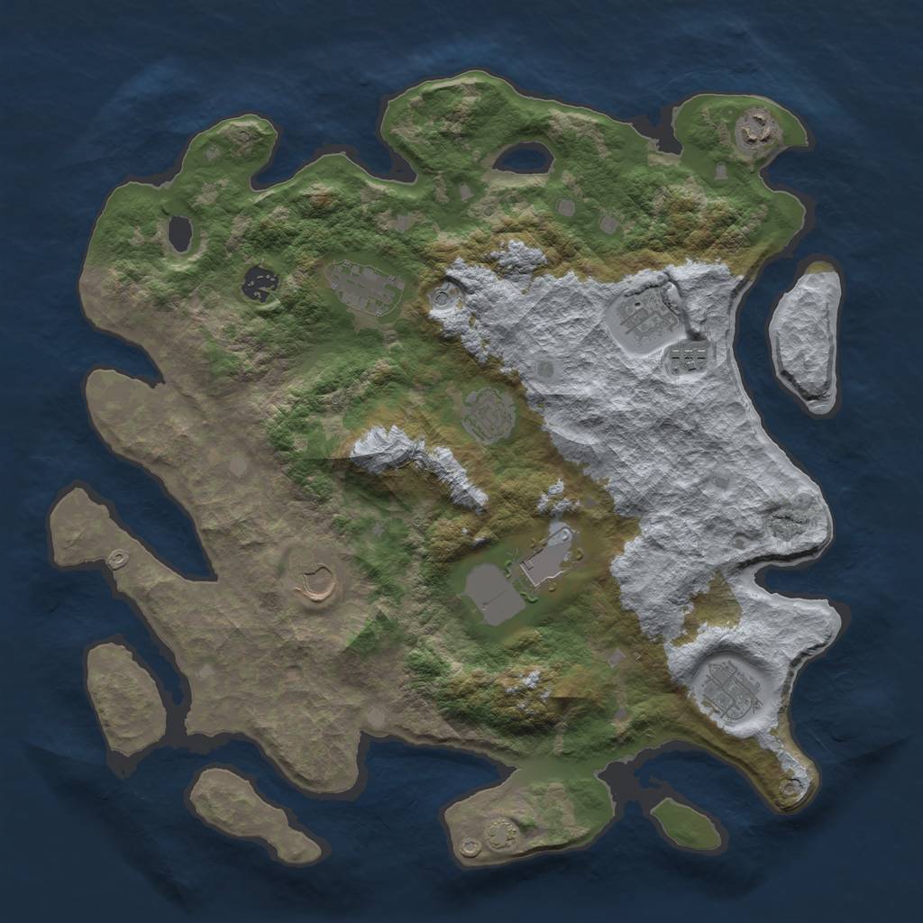 Rust Map: Barren, Size: 4000, Seed: 73196, 13 Monuments