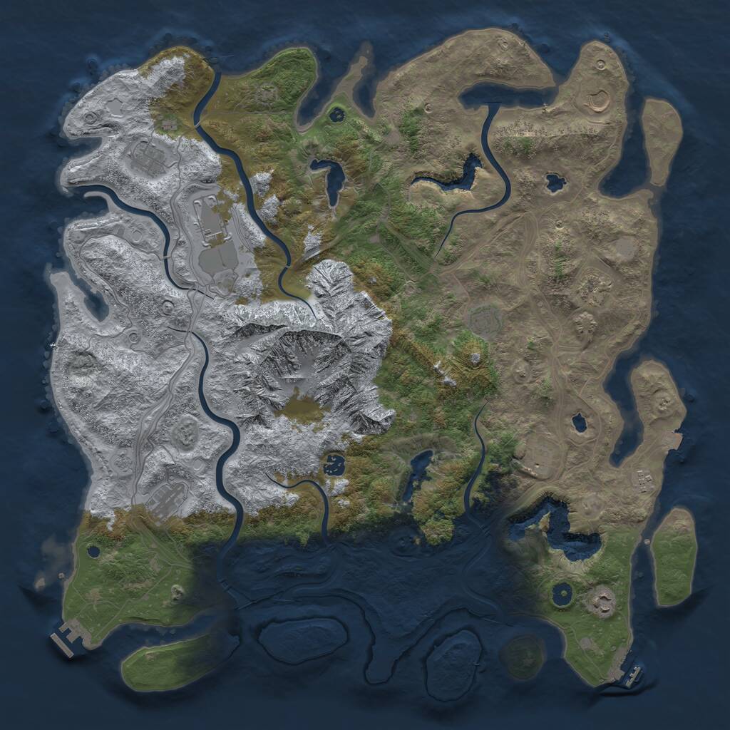 Rust Map: Procedural Map, Size: 5000, Seed: 20230406, 16 Monuments