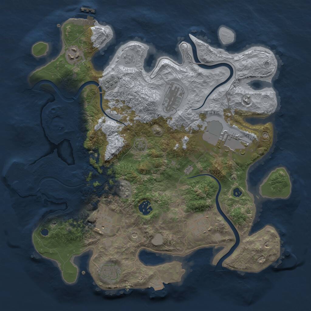 Rust Map: Procedural Map, Size: 3500, Seed: 23485245, 14 Monuments