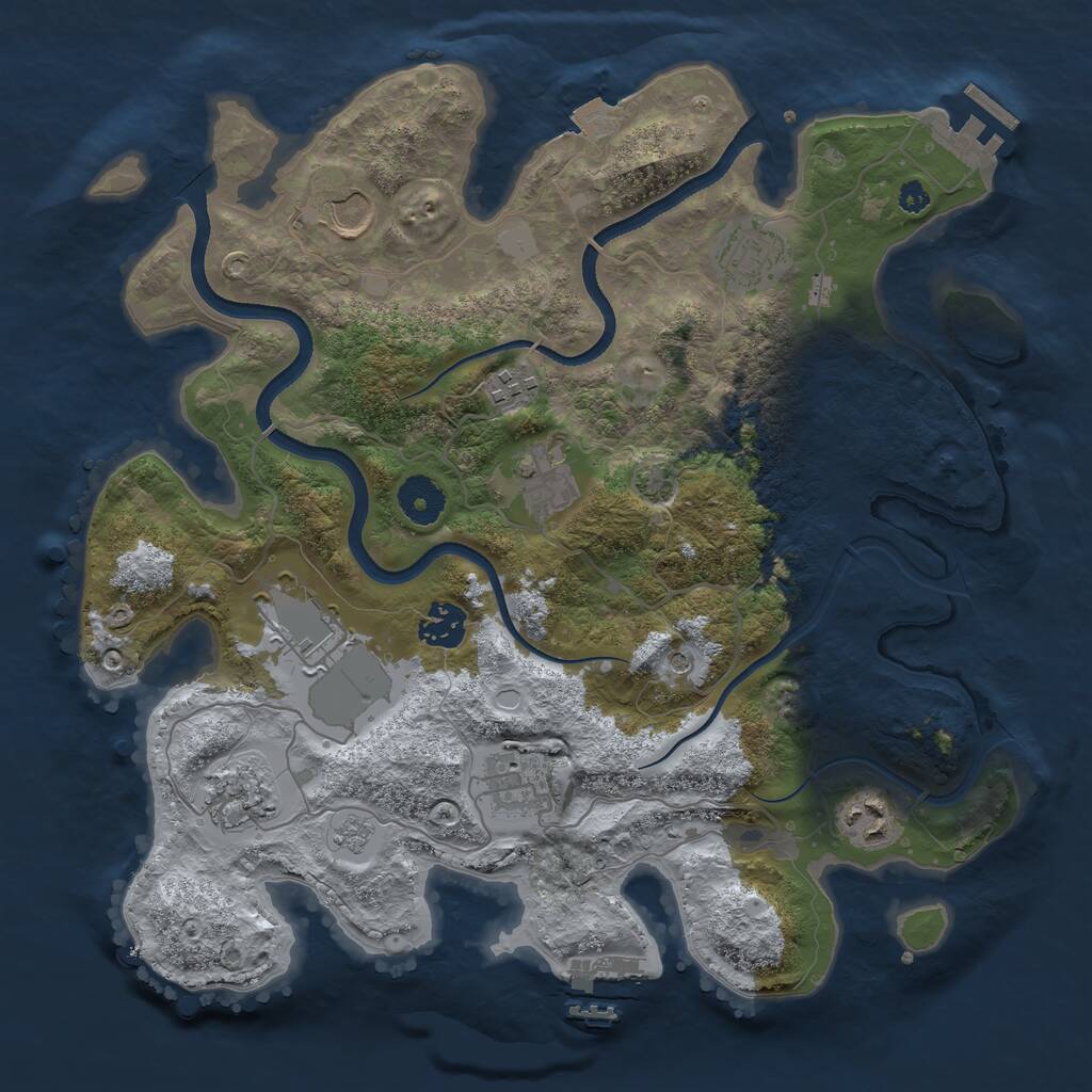 Rust Map: Procedural Map, Size: 3500, Seed: 32482585, 15 Monuments