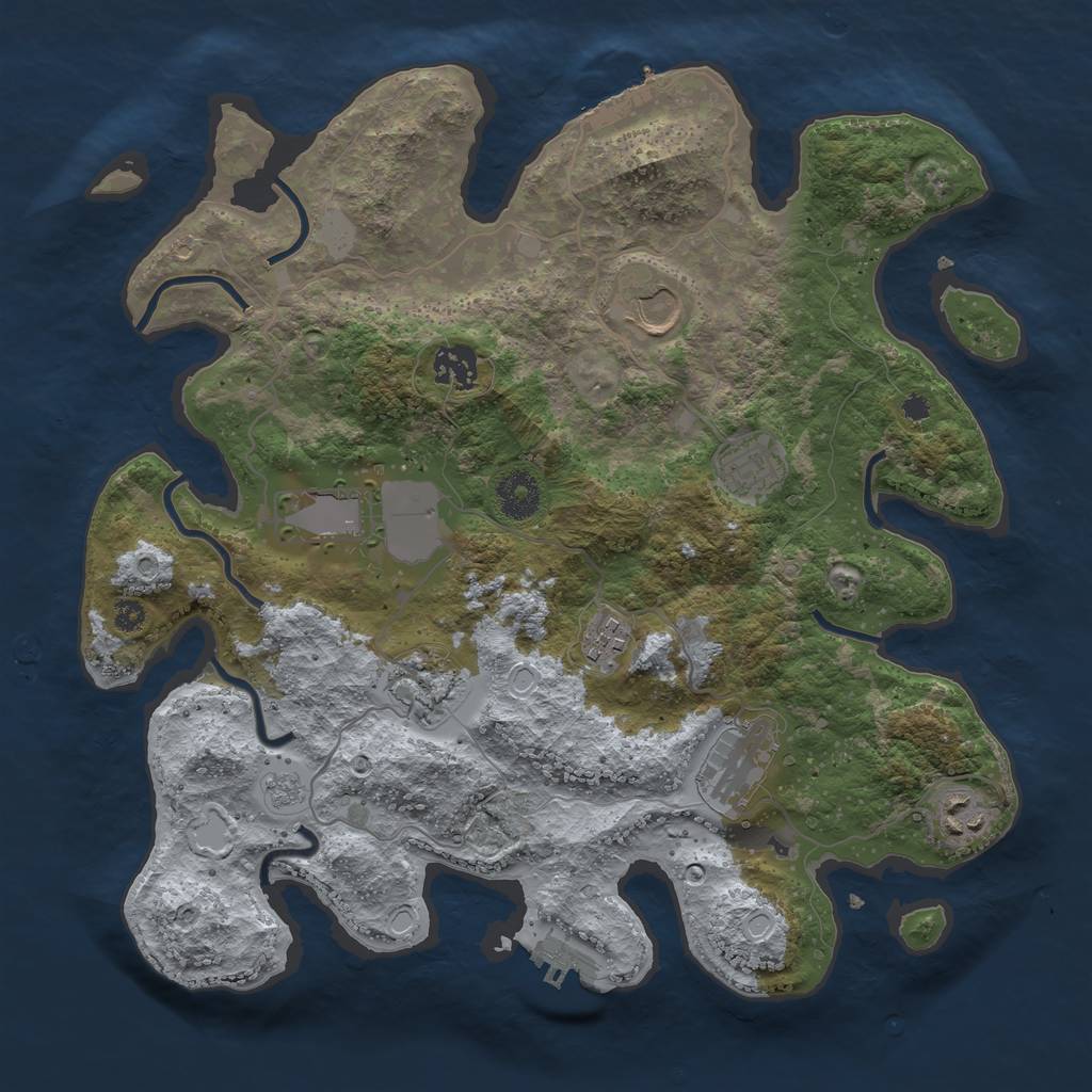 Rust Map: Procedural Map, Size: 3500, Seed: 32482585, 14 Monuments