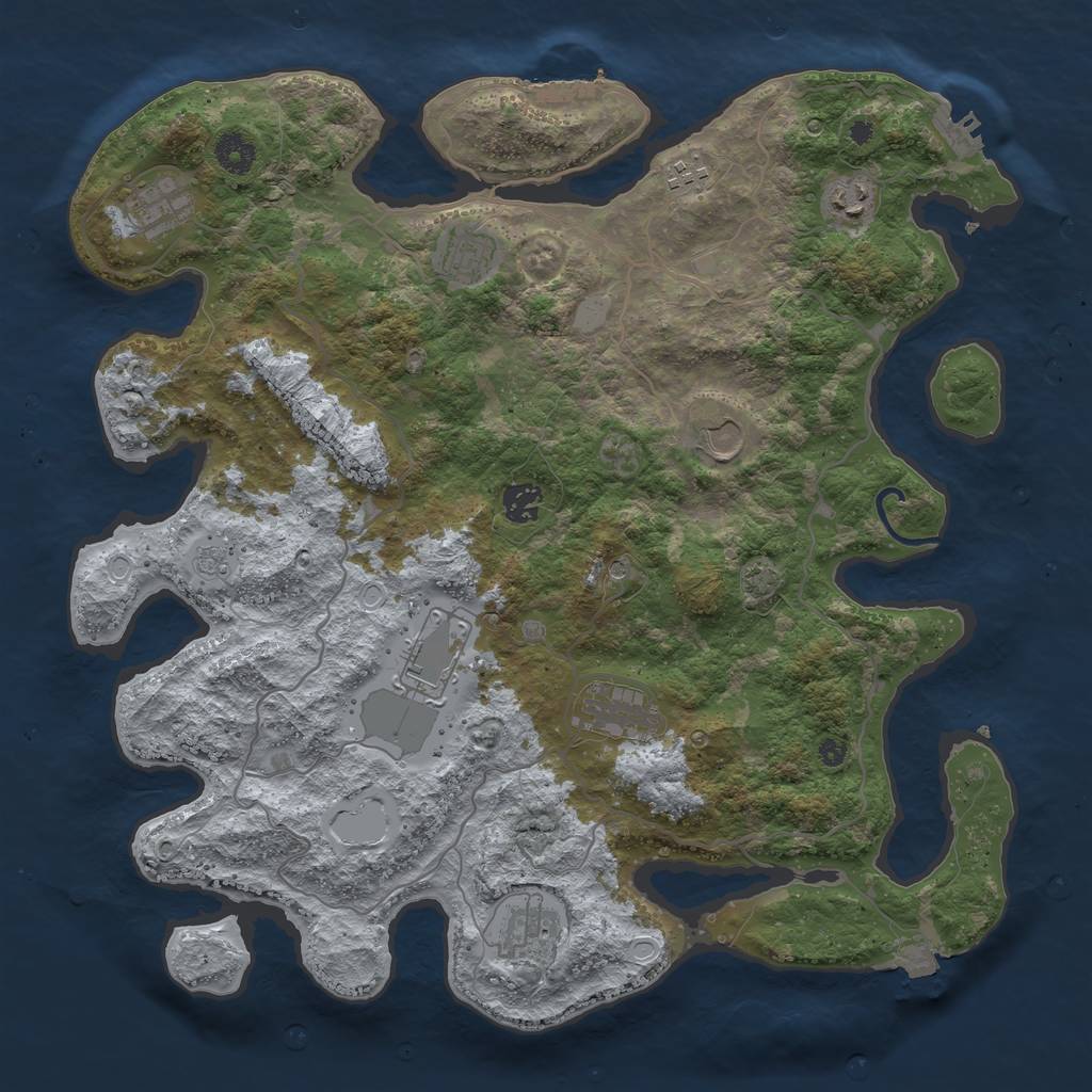 Rust Map: Procedural Map, Size: 4000, Seed: 9564773, 17 Monuments