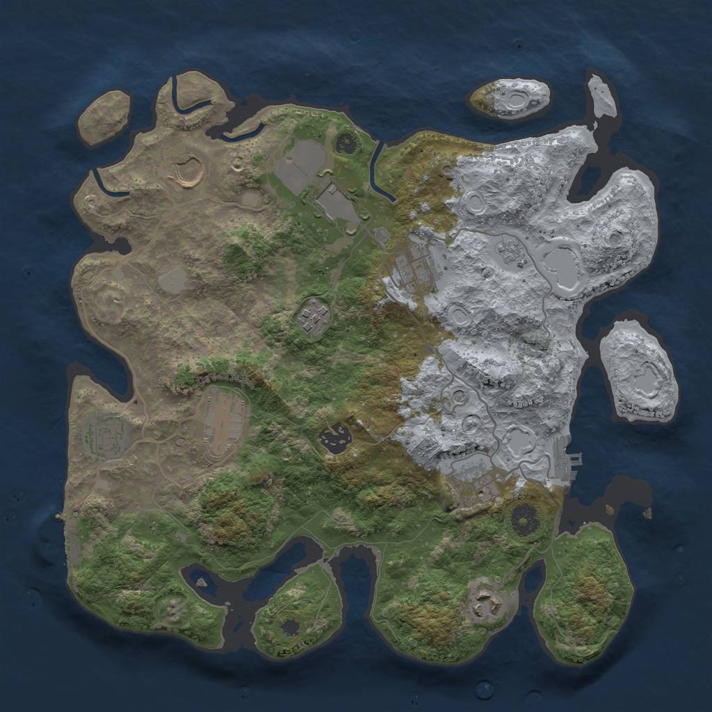 Rust Map: Procedural Map, Size: 3500, Seed: 1252447804, 16 Monuments