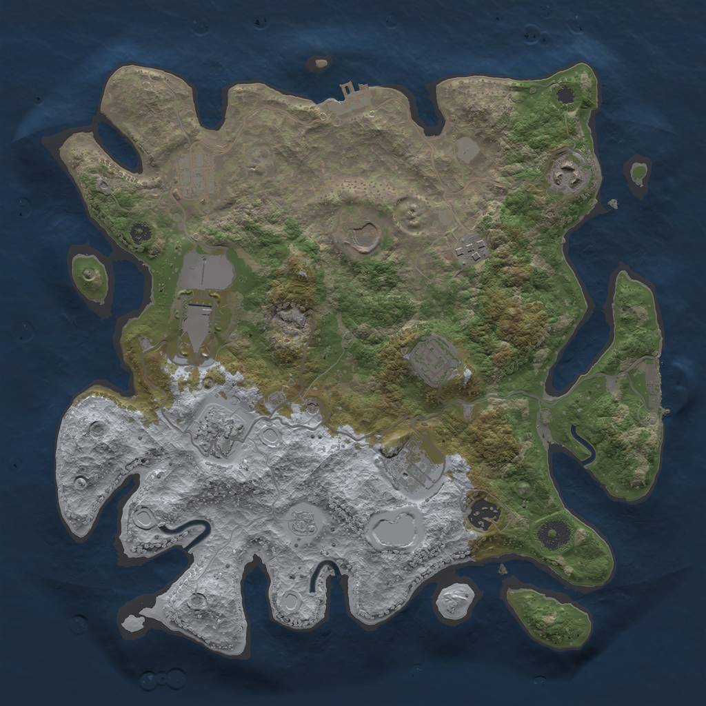 Rust Map: Procedural Map, Size: 3500, Seed: 1458257128, 16 Monuments