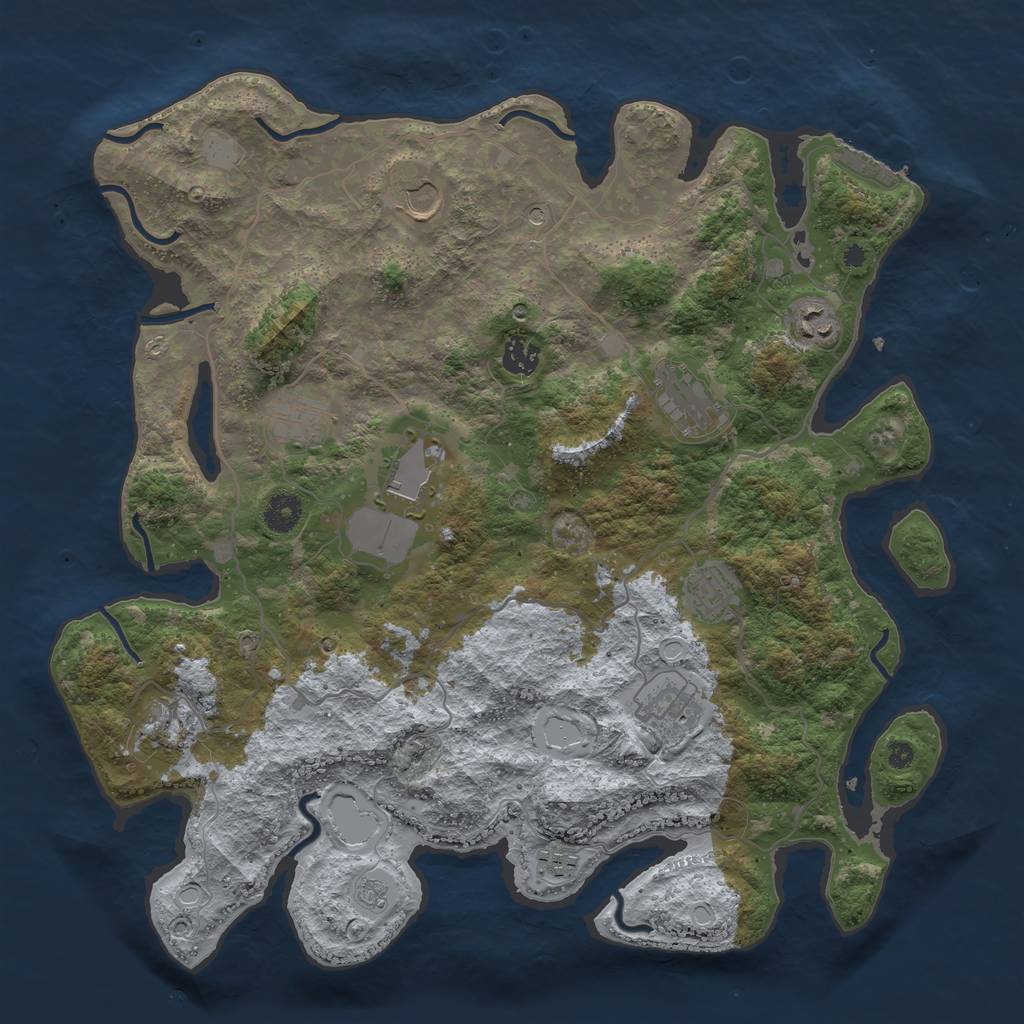 Rust Map: Procedural Map, Size: 4000, Seed: 2136247339, 16 Monuments