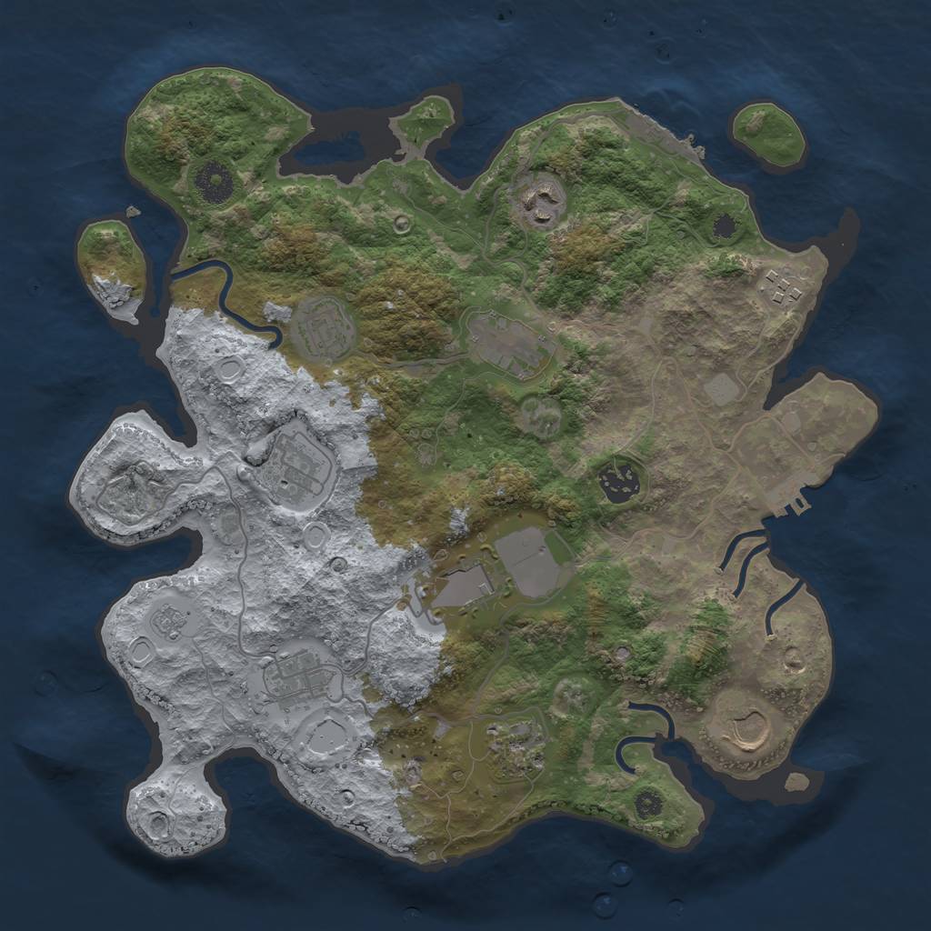 Rust Map: Procedural Map, Size: 3500, Seed: 2429, 16 Monuments
