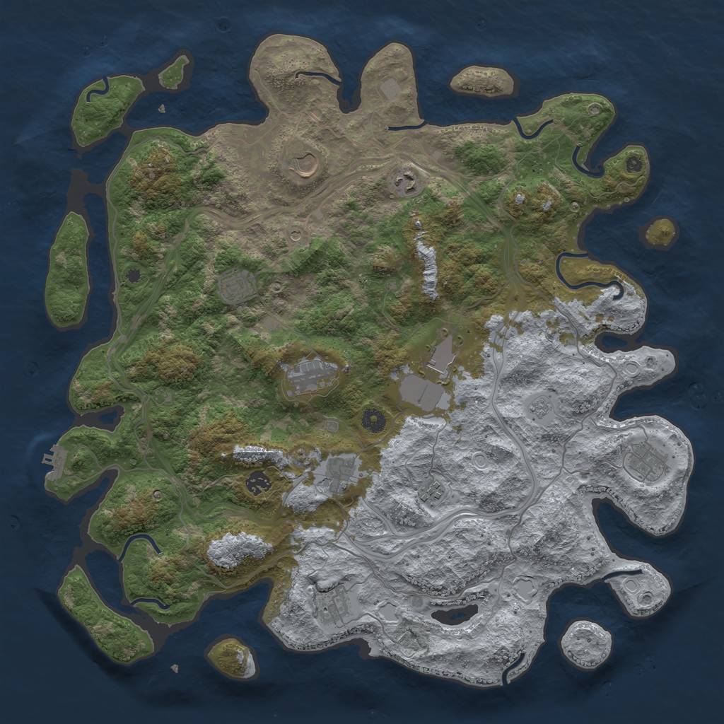 Rust Map: Procedural Map, Size: 4500, Seed: 693568876, 16 Monuments