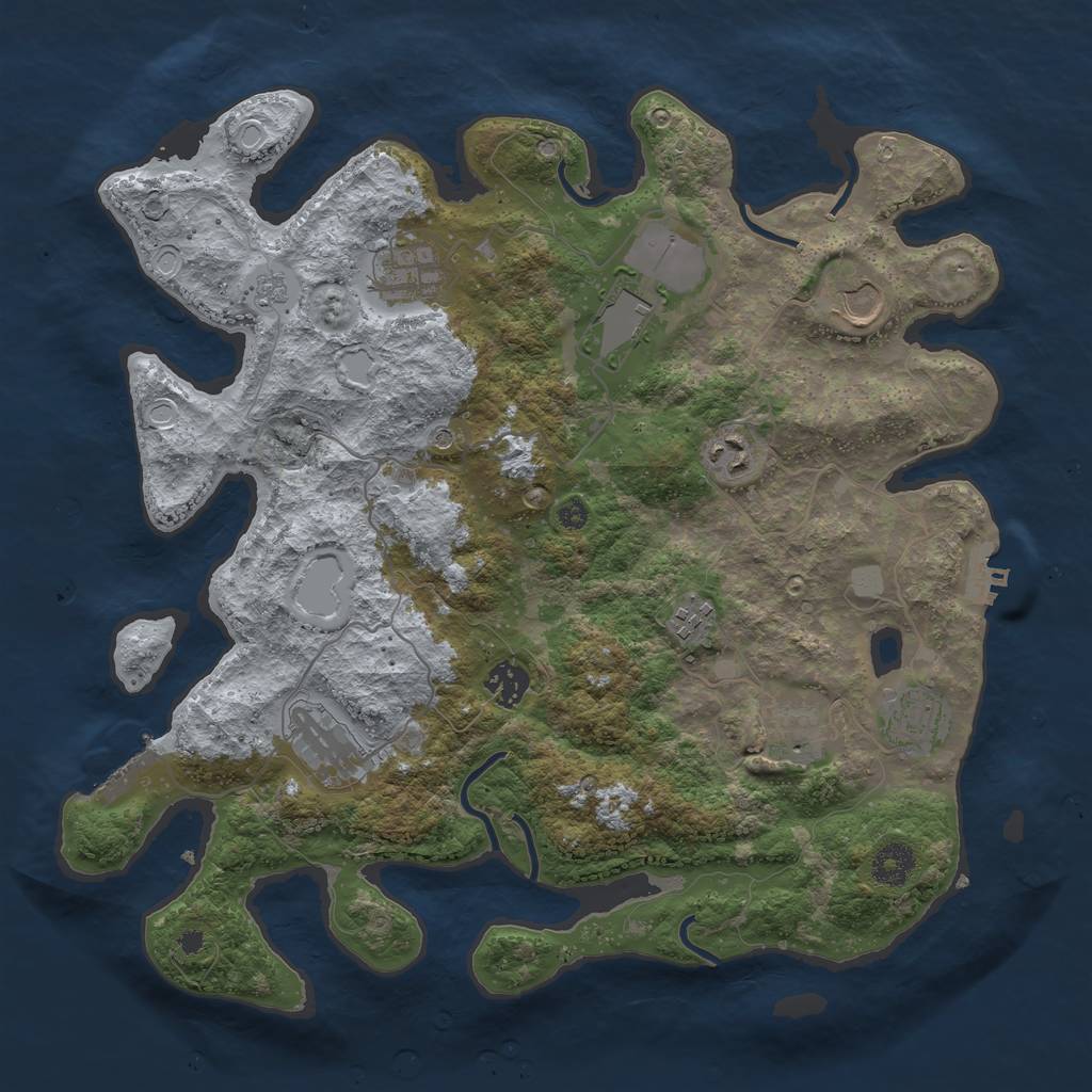 Rust Map: Procedural Map, Size: 3750, Seed: 497133, 16 Monuments
