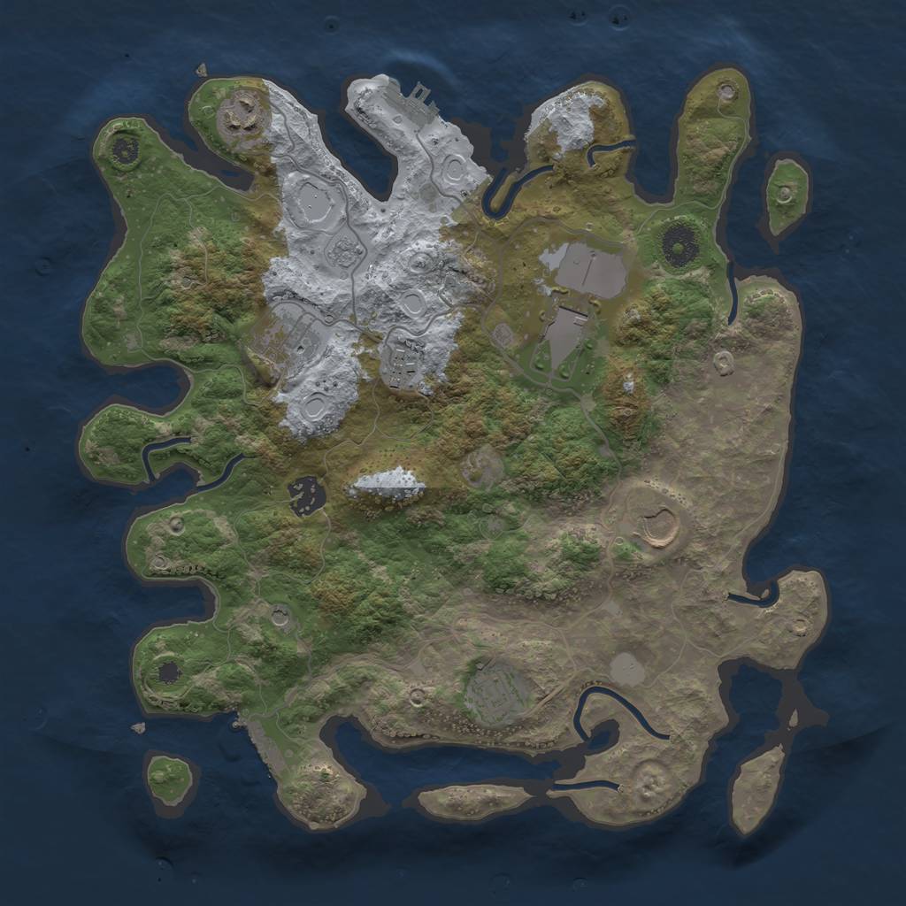Rust Map: Procedural Map, Size: 3500, Seed: 1335752632, 14 Monuments