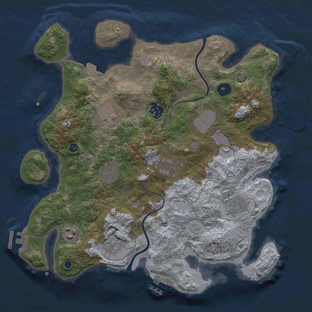 Rust Map: Procedural Map, Size: 3500, Seed: 68946992, 14 Monuments