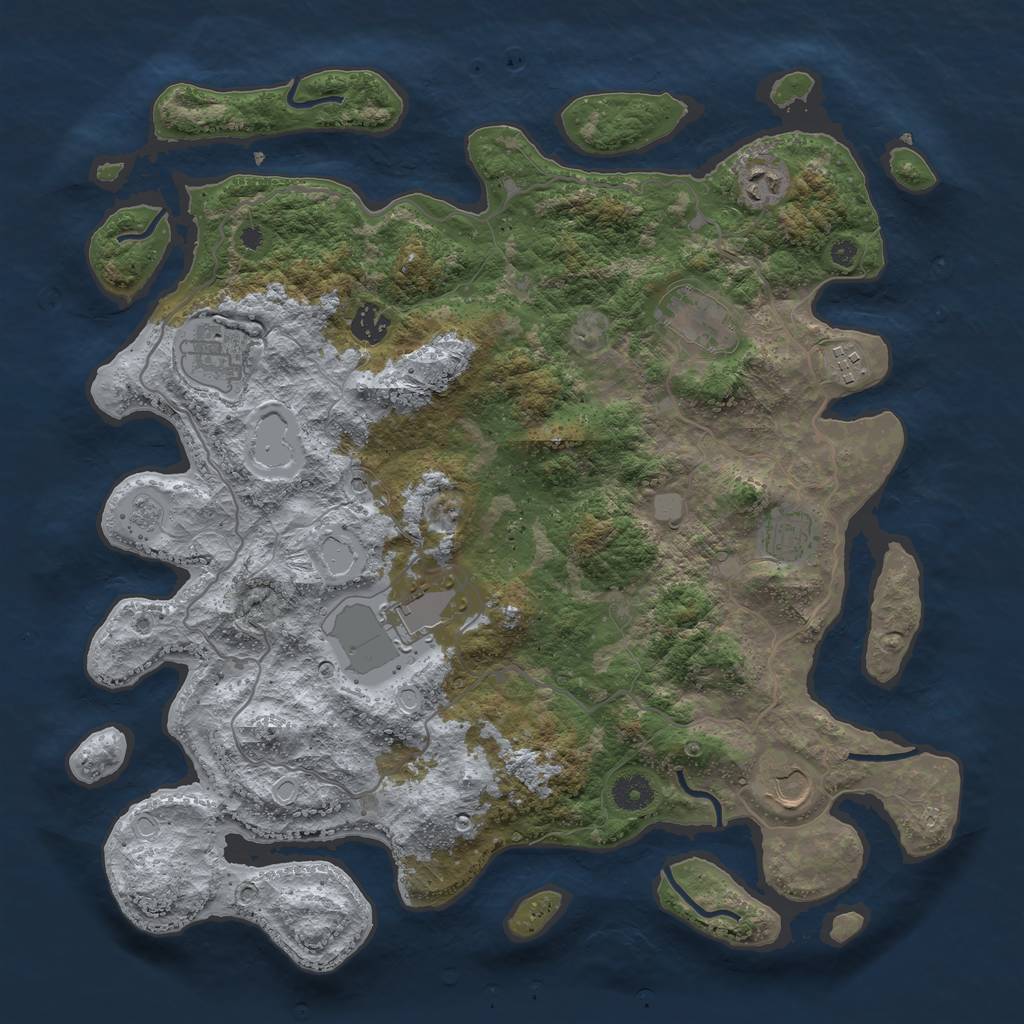 Rust Map: Procedural Map, Size: 4000, Seed: 228199209, 13 Monuments