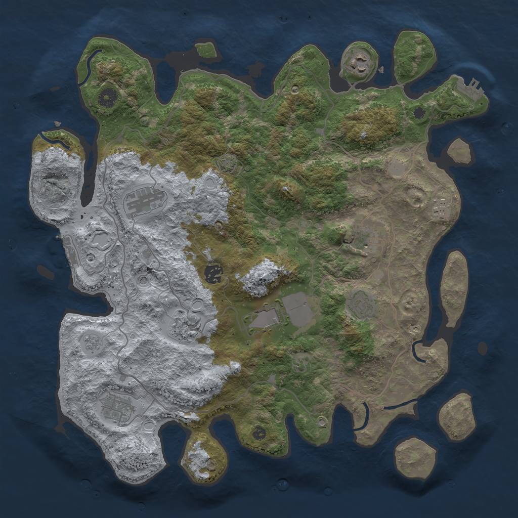 Rust Map: Procedural Map, Size: 4000, Seed: 807522365, 17 Monuments