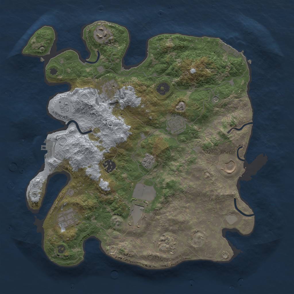Rust Map: Procedural Map, Size: 3500, Seed: 31242, 16 Monuments