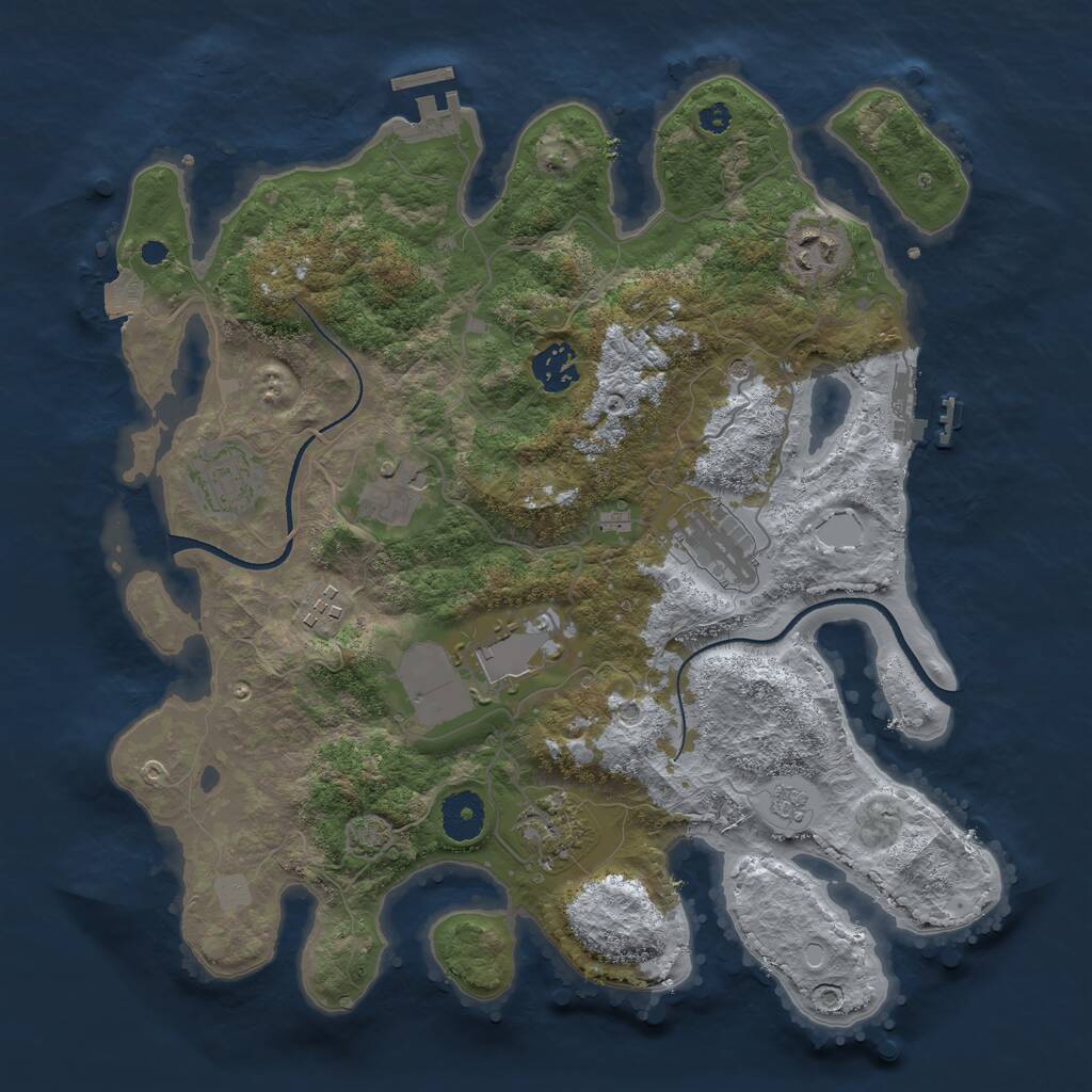 Rust Map: Procedural Map, Size: 3500, Seed: 35500, 14 Monuments