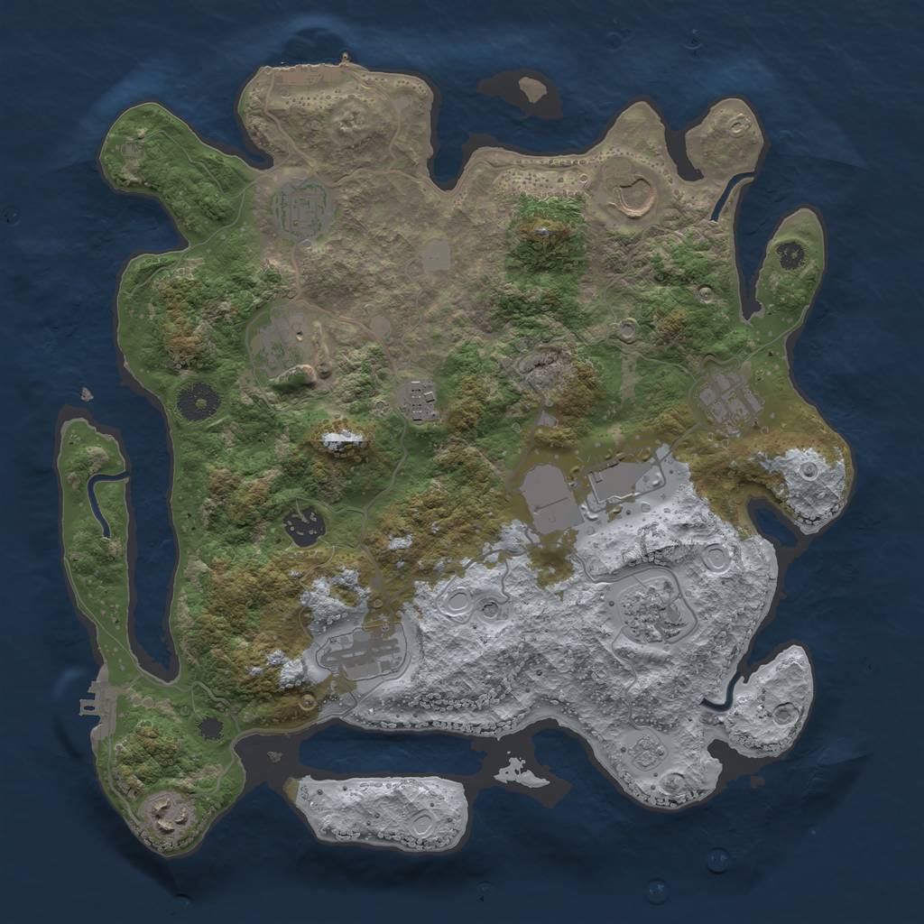Rust Map: Procedural Map, Size: 3500, Seed: 863935886, 17 Monuments
