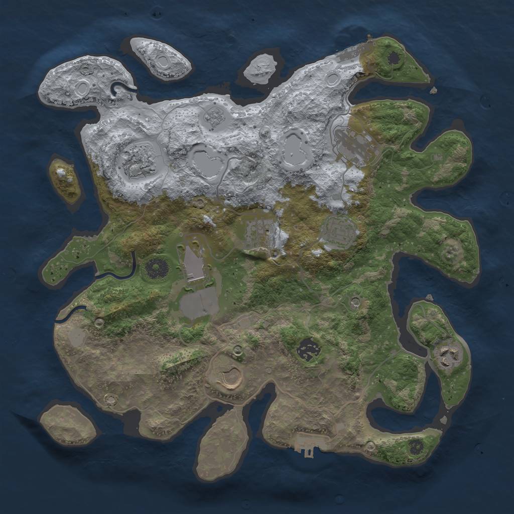 Rust Map: Procedural Map, Size: 3500, Seed: 1419843474, 15 Monuments