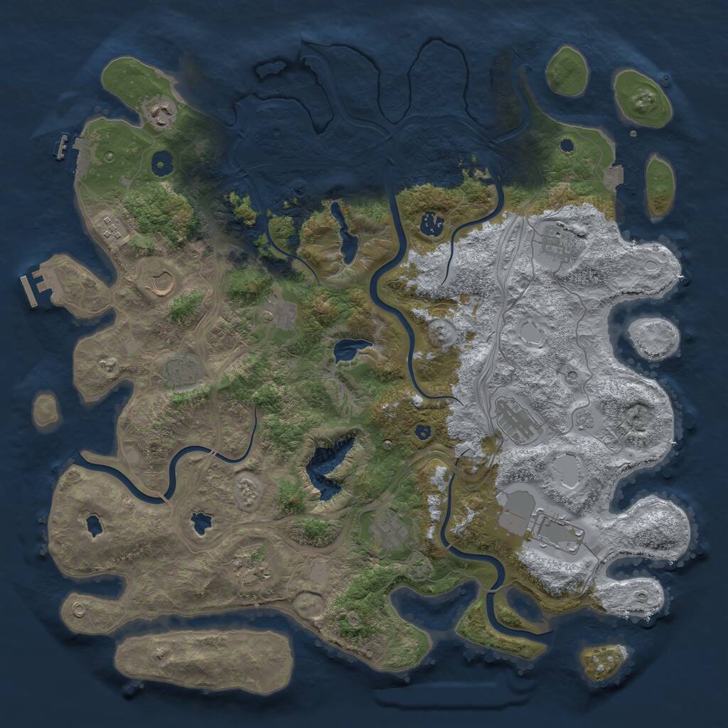 Rust Map: Procedural Map, Size: 4500, Seed: 582101428, 17 Monuments