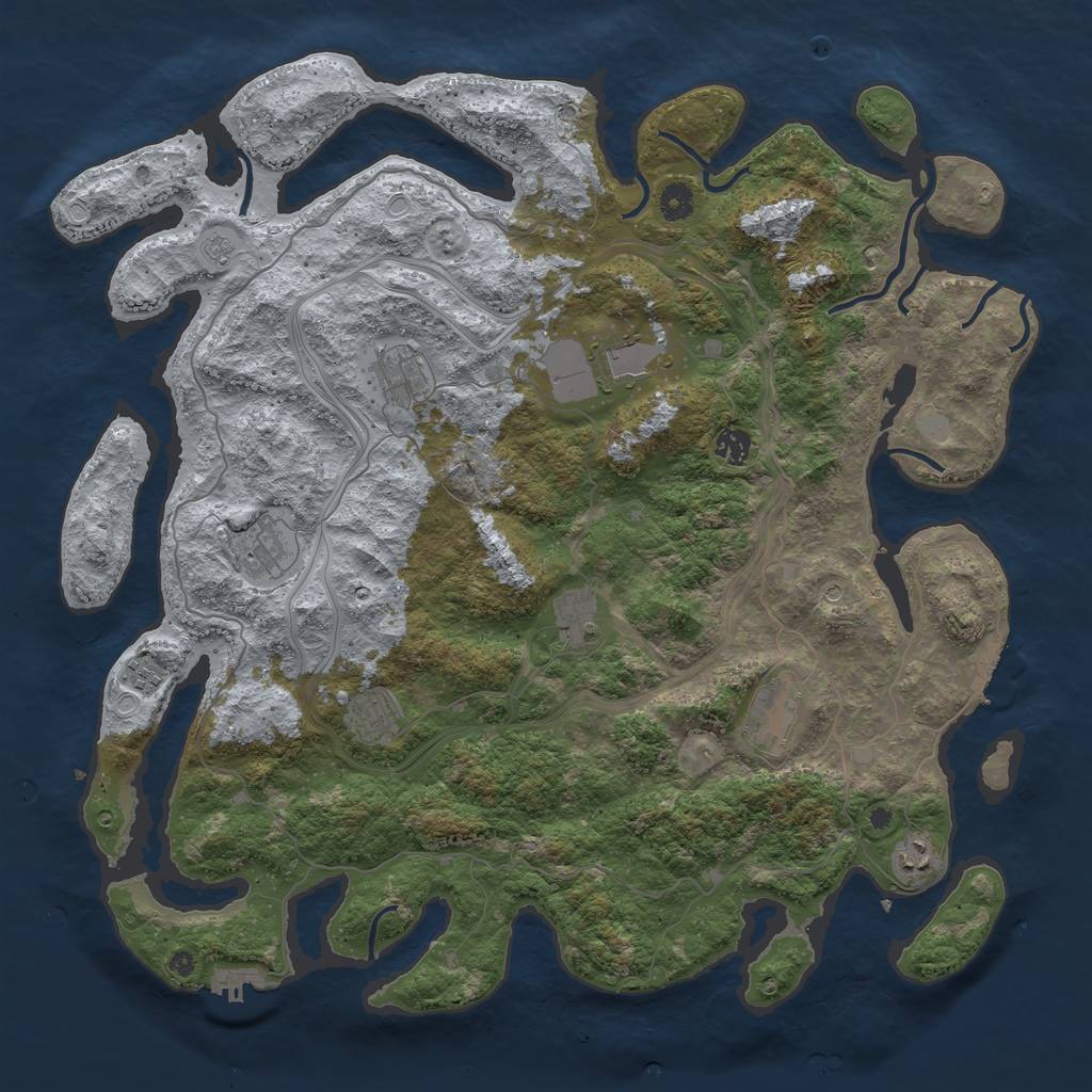 Rust Map: Procedural Map, Size: 4500, Seed: 7042023, 16 Monuments