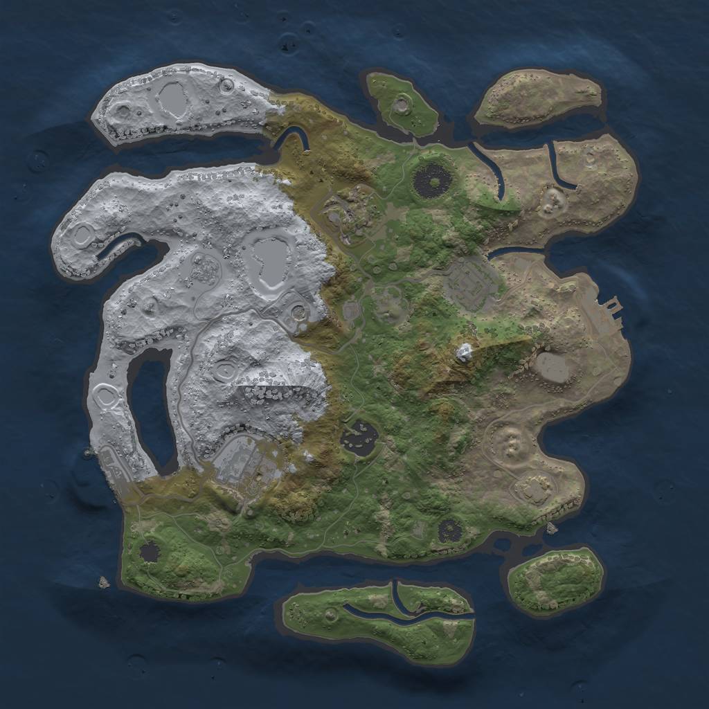 Rust Map: Procedural Map, Size: 3000, Seed: 145470, 12 Monuments