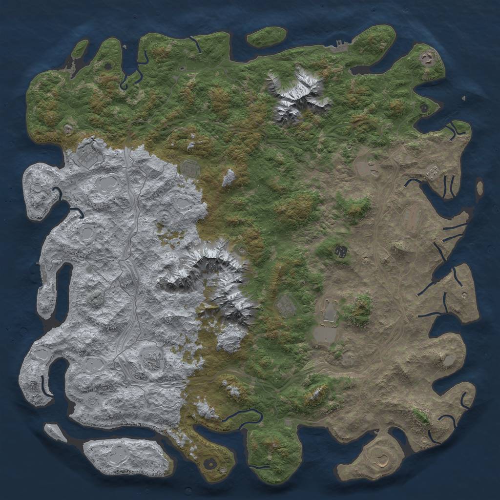 Rust Map: Procedural Map, Size: 6000, Seed: 1076399805, 18 Monuments