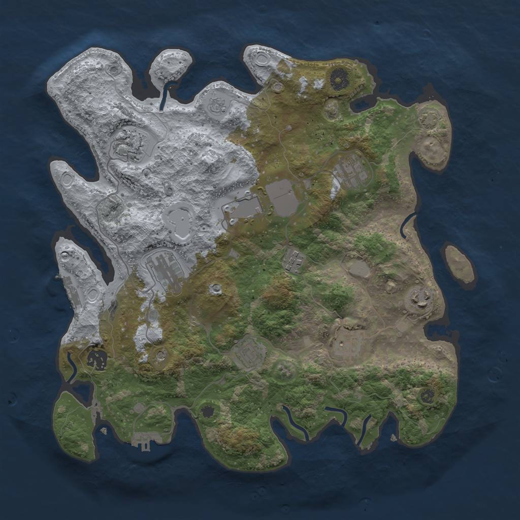Rust Map: Procedural Map, Size: 3700, Seed: 2126713974, 17 Monuments