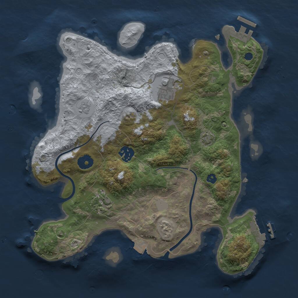 Rust Map: Procedural Map, Size: 3000, Seed: 1821774613, 8 Monuments