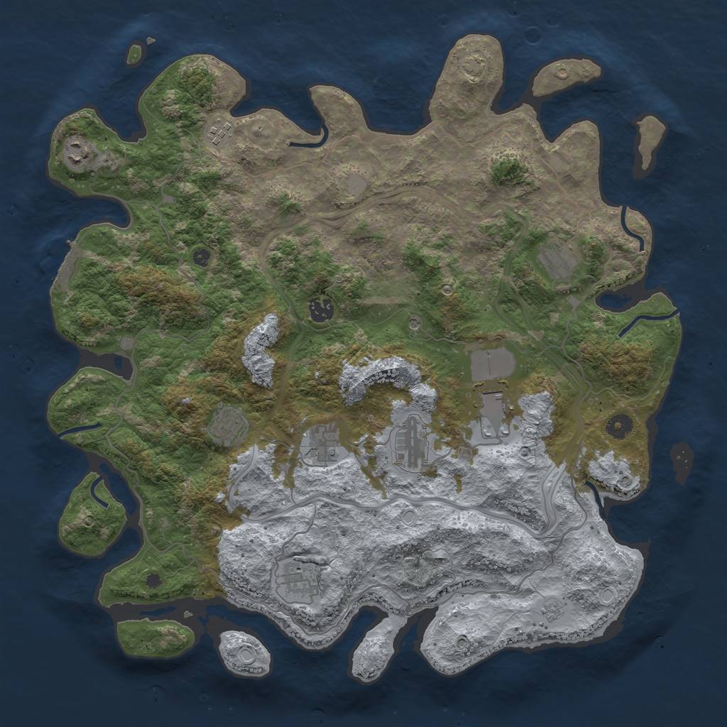 Rust Map: Procedural Map, Size: 4300, Seed: 242265, 16 Monuments