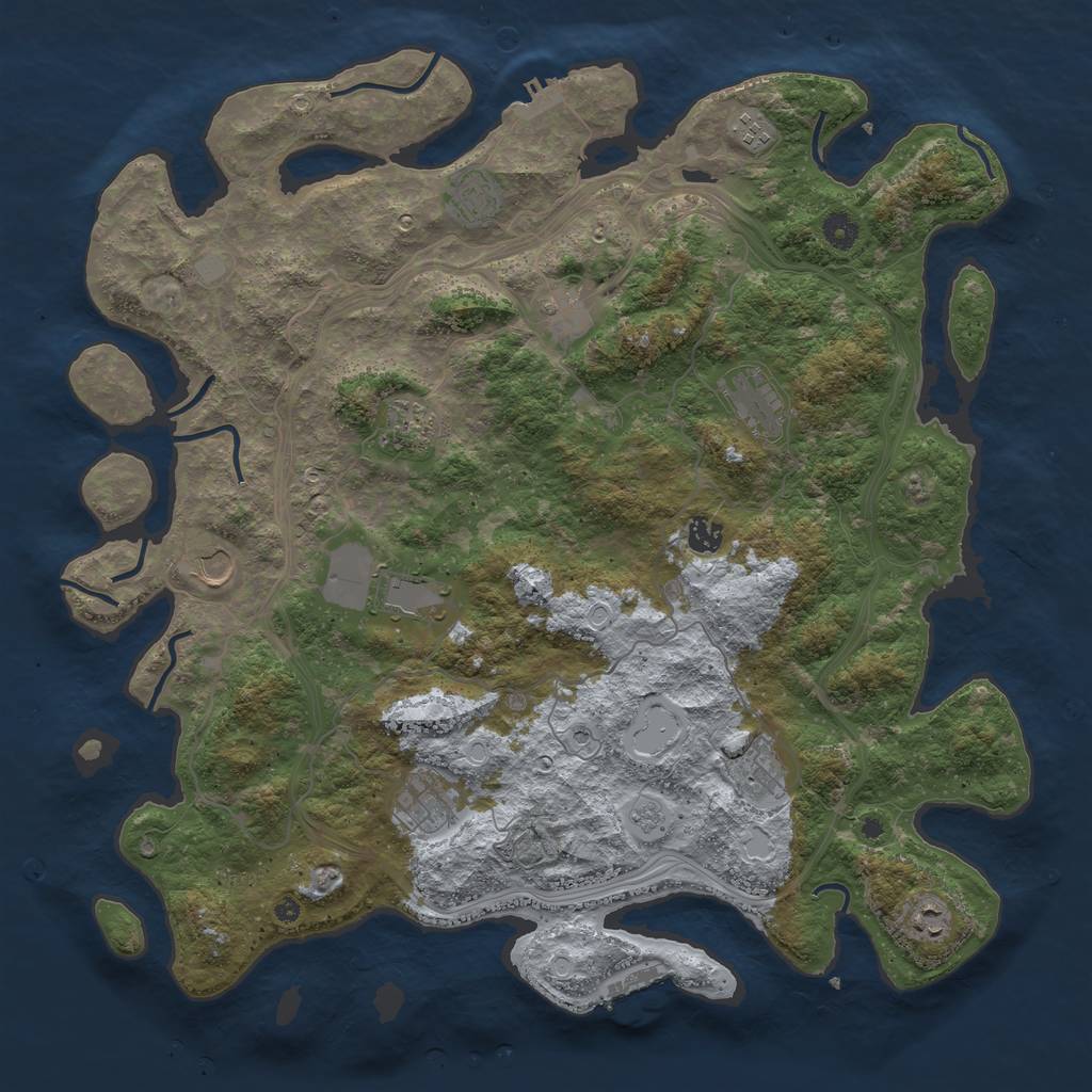 Rust Map: Procedural Map, Size: 4500, Seed: 140870, 18 Monuments