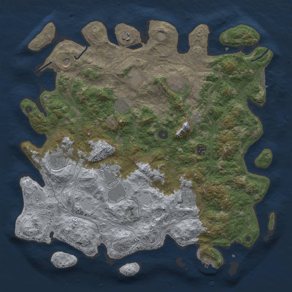 Rust Map: Procedural Map, Size: 4500, Seed: 744180520, 18 Monuments