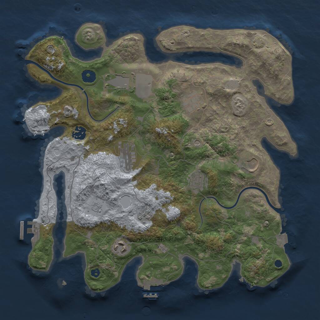 Rust Map: Procedural Map, Size: 3500, Seed: 1480689975, 14 Monuments