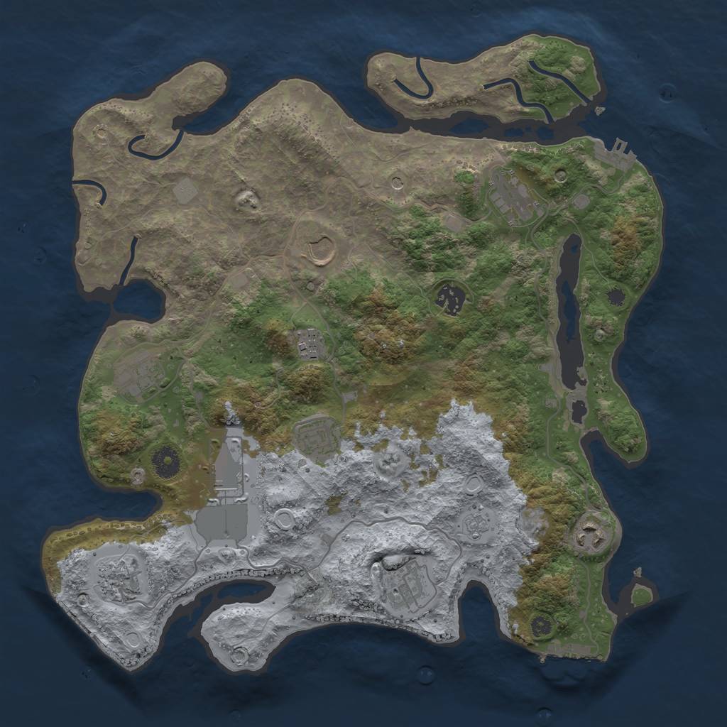 Rust Map: Procedural Map, Size: 3700, Seed: 635384520, 17 Monuments