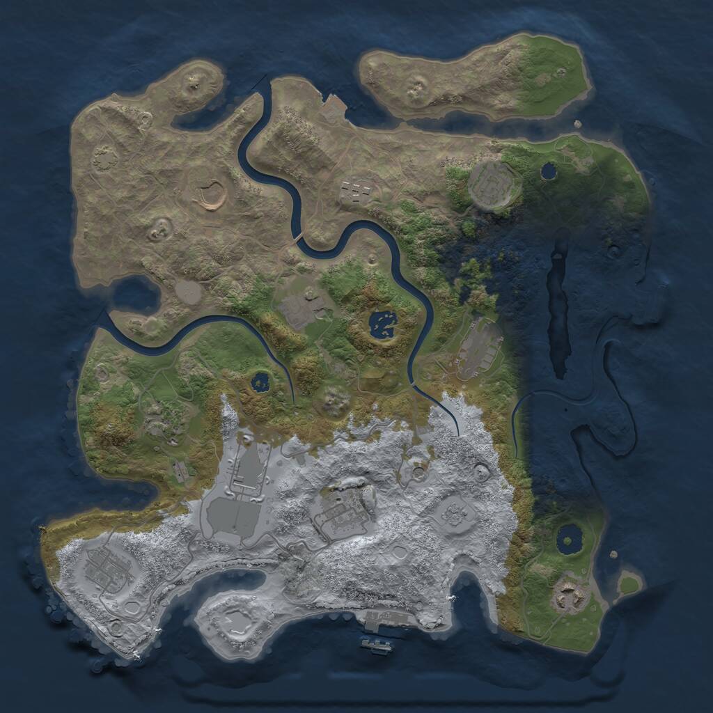 Rust Map: Procedural Map, Size: 3700, Seed: 635384520, 17 Monuments