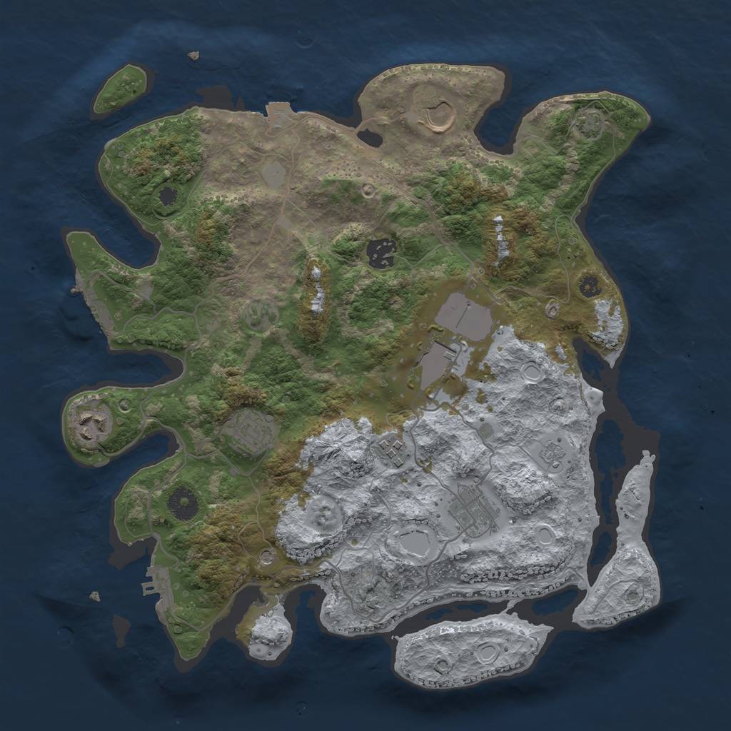 Rust Map: Procedural Map, Size: 3500, Seed: 748716304, 15 Monuments
