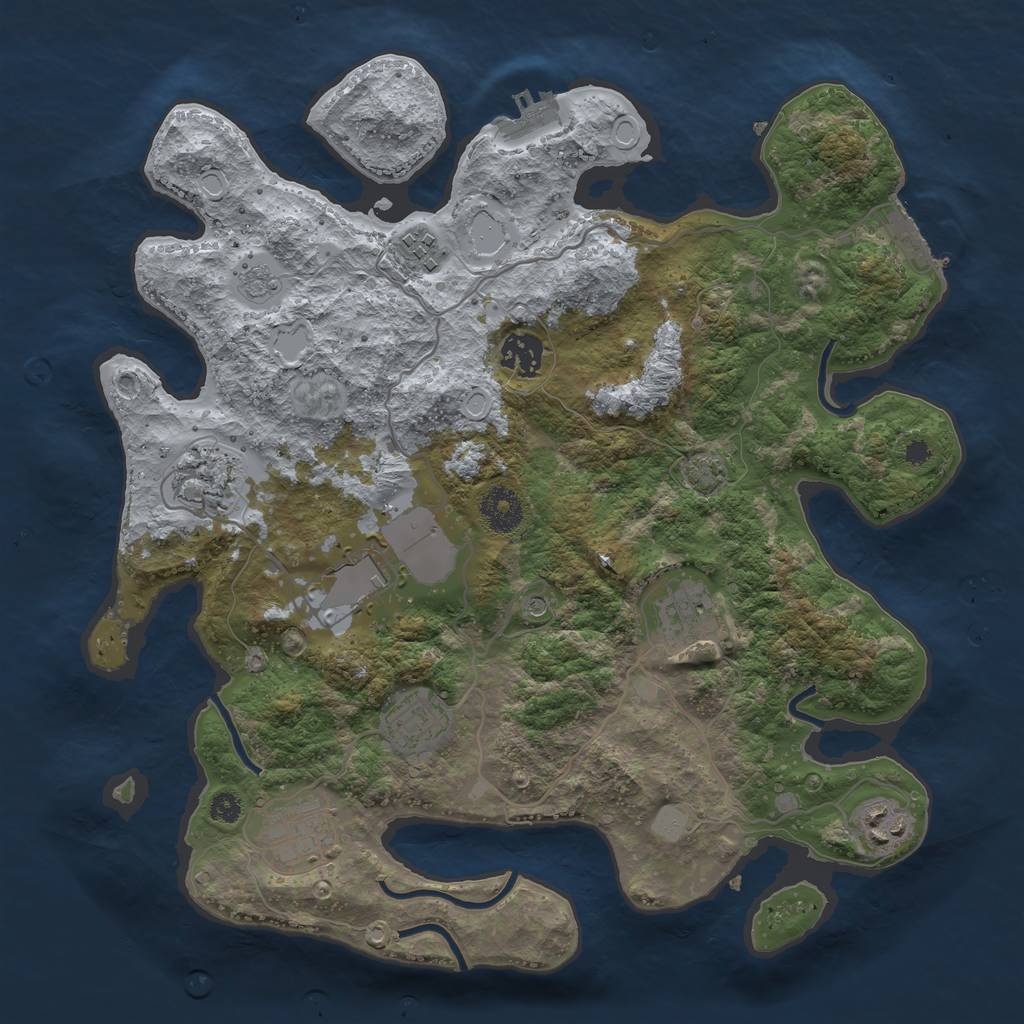 Rust Map: Procedural Map, Size: 3500, Seed: 1251074074, 16 Monuments
