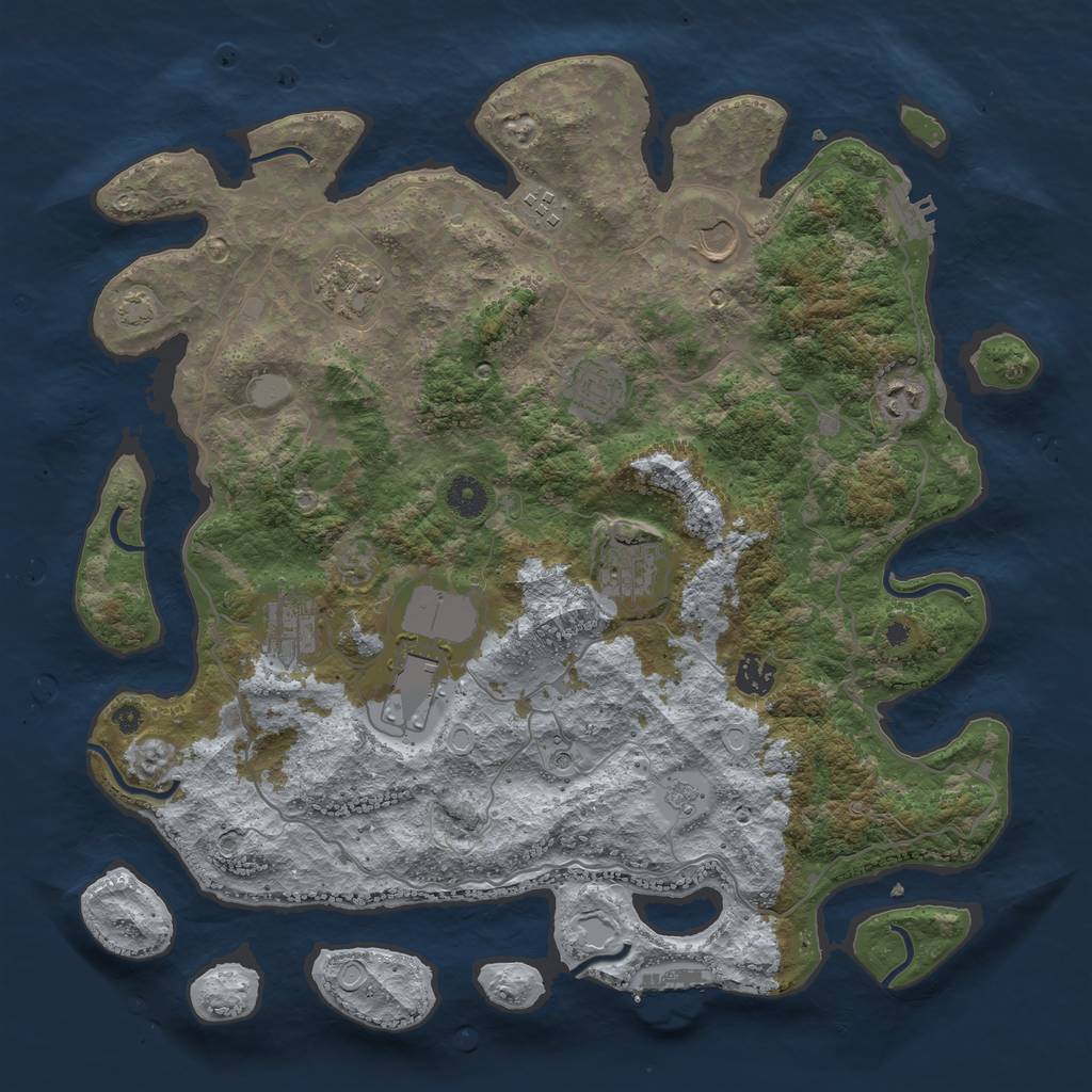 Rust Map: Procedural Map, Size: 4000, Seed: 102292638, 17 Monuments