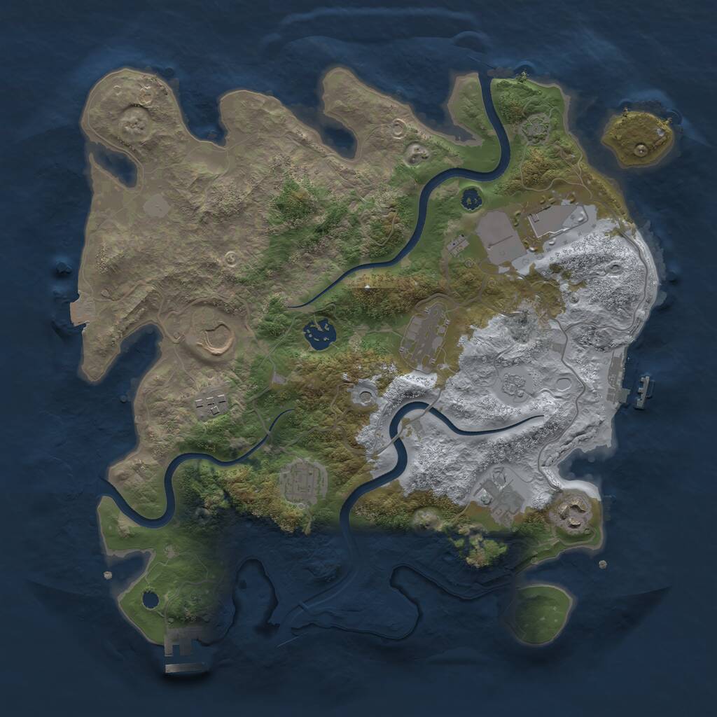 Rust Map: Procedural Map, Size: 3500, Seed: 1180010361, 14 Monuments