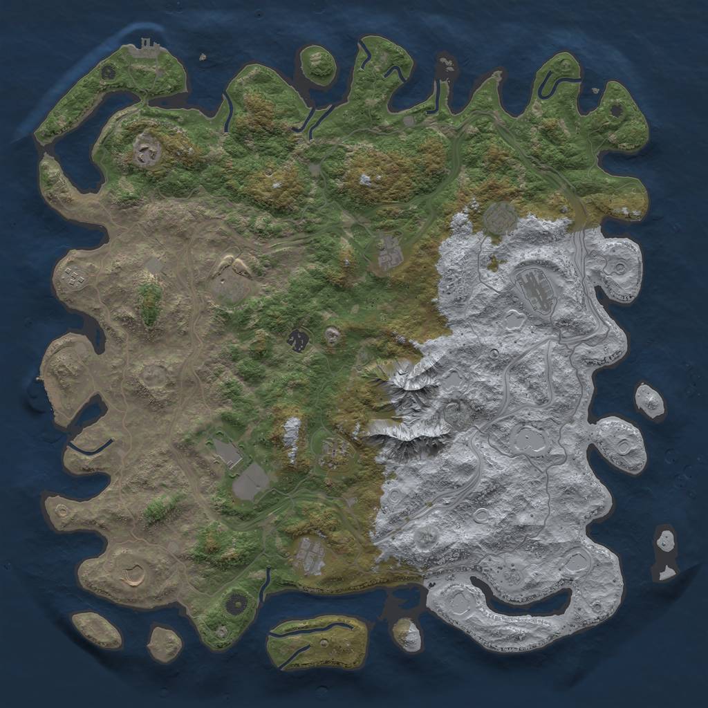 Rust Map: Procedural Map, Size: 5000, Seed: 706654266, 18 Monuments